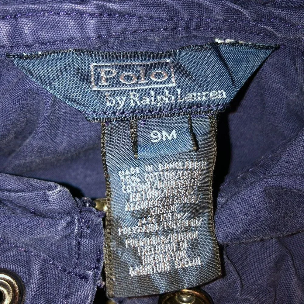 Polo Ralph Lauren Toddler Size 9M Navy Blue Full Zip Pockets Hooded Jacket Coat